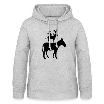 Musiciens de la ville de Brême - Sweat à capuche Femme - gris clair chiné - Devant - AI Model Female 172 light (172cm)