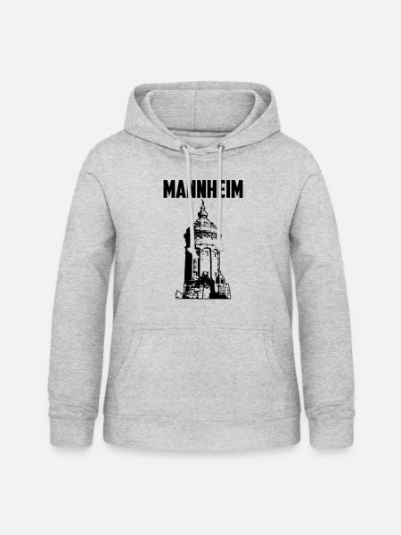 Mannheim Wasserturm Schwarz - Frauen Hoodie - Hellgrau meliert