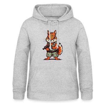 Eichhörnchen bis an die Zähne bewaffnet - Frauen Hoodie - Hellgrau meliert - Vorne - AI Model Female 172 light (172cm)