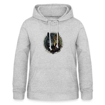 Wikinger Wolf Odins Valhalla Scandinavian Spirit - Frauen Hoodie - Hellgrau meliert - Vorne - AI Model Female 172 light (172cm)