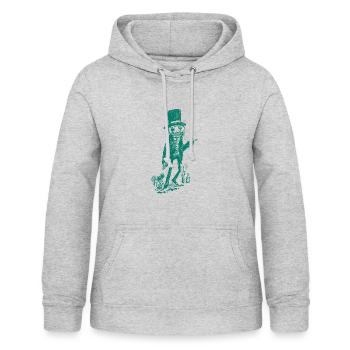 Mann Zylinder Gruen - Frauen Hoodie - Hellgrau meliert - Vorne - AI Model Female 172 light (172cm)