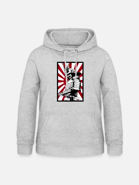 Japan Samurai - Frauen Hoodie - Hellgrau meliert