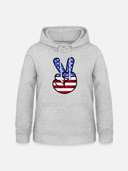 USA-Sammlung - Frauen Hoodie - Hellgrau meliert