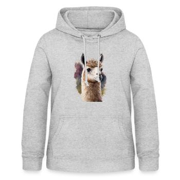 Alpaka Aquarell - Frauen Hoodie - Hellgrau meliert - Vorne - AI Model Female 172 light (172cm)