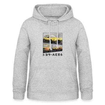 SUNBURST CAR COMIC / POP UP HEADLIGHTS HATCHBACK - Women's Hoodie - light heather grey - Front - AI Model Female 172 light (172cm)