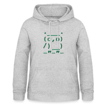 ascii-art: hibou - Sweat à capuche Femme - gris clair chiné - Devant - AI Model Female 172 light (172cm)
