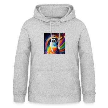 Pingouin coloré, design unique, - Sweat à capuche Femme - gris clair chiné - Devant - AI Model Female 172 light (172cm)