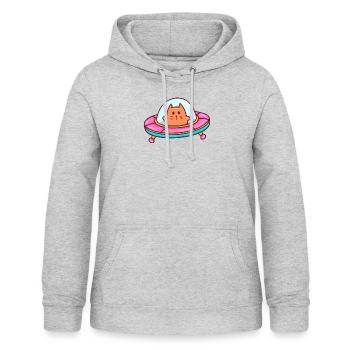 cat sticker katze im ufo - Frauen Hoodie - Hellgrau meliert - Vorne - AI Model Female 172 light (172cm)