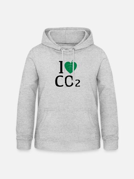 I love CO2 - Frauen Hoodie - Hellgrau meliert
