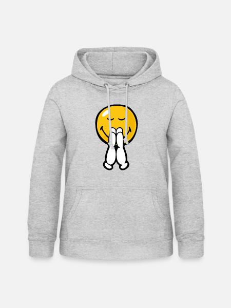 Smiley Pray - Frauen Hoodie - Hellgrau meliert