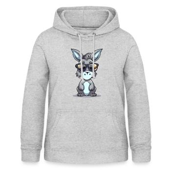 Tom der Esel - Frauen Hoodie - Hellgrau meliert - Vorne - AI Model Female 172 light (172cm)