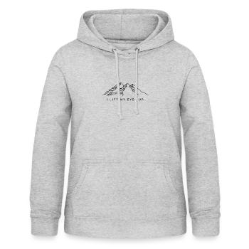 Je lève les yeux - Sweat à capuche Femme - gris clair chiné - Devant - AI Model Female 172 light (172cm)