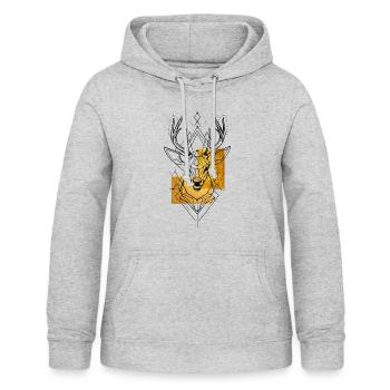 Hirsch Hirschgeweih Tier Geometrisch Gold Kunst - Frauen Hoodie - Hellgrau meliert - Vorne - AI Model Female 172 light (172cm)
