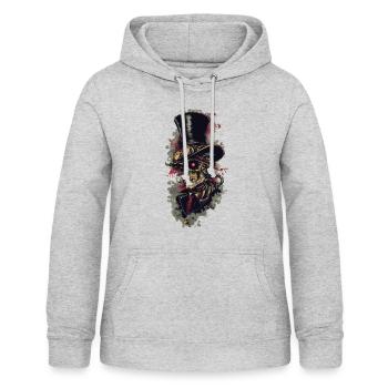 Crâne de zombie steampunk - Sweat à capuche Femme - gris clair chiné - Devant - AI Model Female 172 light (172cm)