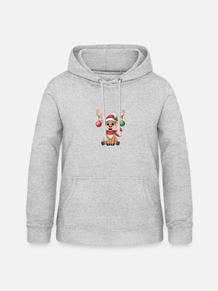 Rentier Weihnachten - Frauen Hoodie - Hellgrau meliert