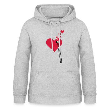 Échelle à la fenêtre - Fensterln / window heart (3c) - Sweat à capuche Femme - gris clair chiné - Devant - AI Model Female 172 light (172cm)