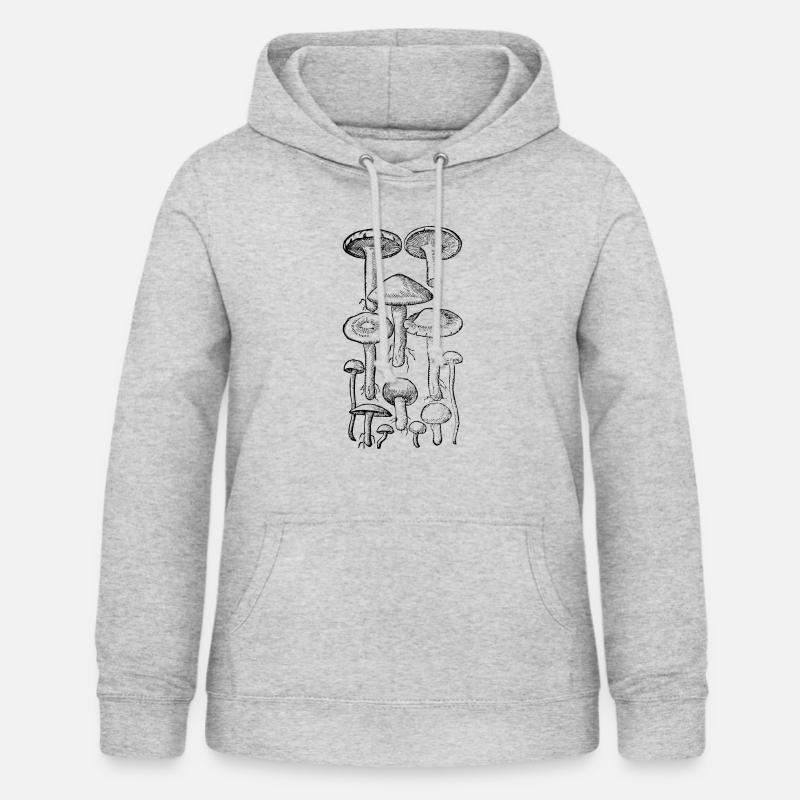 Dessin de champignons rétro - Sweat à capuche Femme - gris clair chiné