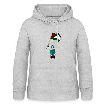 ICH UNTERSTÜTZE DIE PALÄSTINENSISCHE SACHE - Frauen Hoodie - Hellgrau meliert - Vorne - AI Model Female 172 light (172cm)