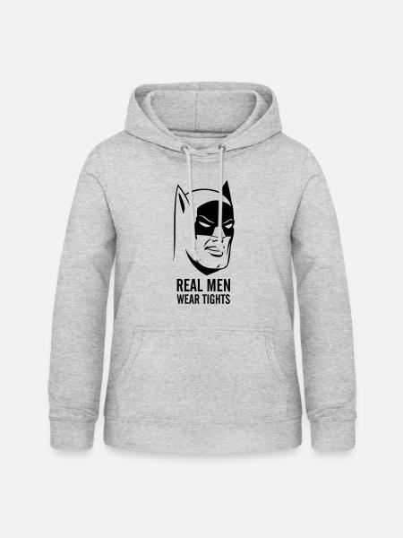 Batman Real Man Spruch - Frauen Hoodie - Hellgrau meliert