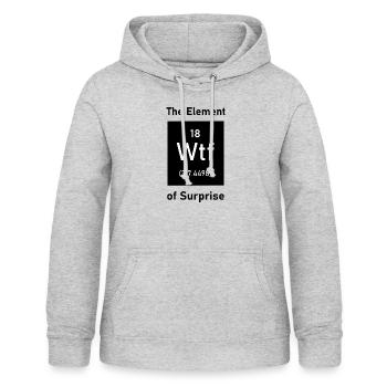 Wtf! The Element of Surprise! Funny saying tea - Women's Hoodie - light heather grey - Front - AI Model Female 172 light (172cm)