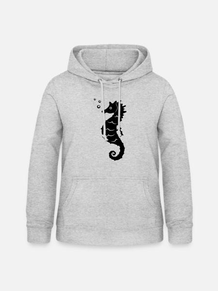 seepferdchen - Frauen Hoodie - Hellgrau meliert