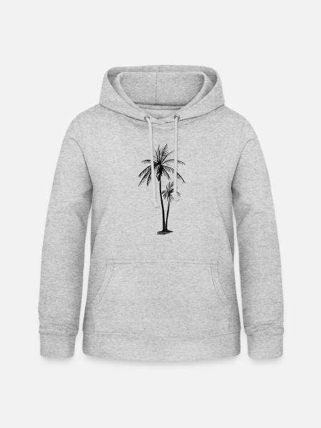 Palmen - Frauen Hoodie - Hellgrau meliert