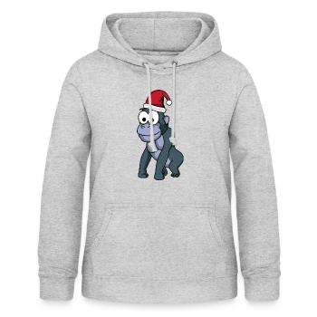Gorilla Comic Christmas - Sweat à capuche Femme - gris clair chiné - Devant - AI Model Female 172 light (172cm)