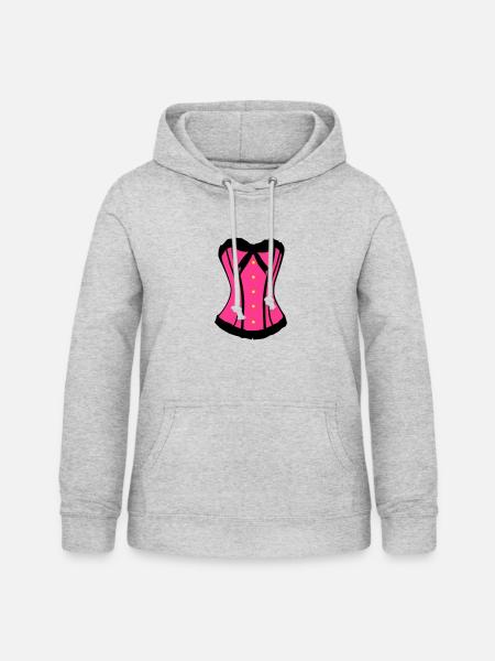 Rosa Korsett Pink Kontrast - Frauen Hoodie - Hellgrau meliert