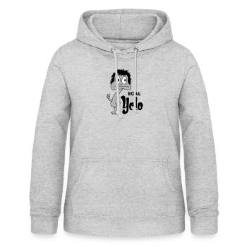 Sprüche Lustige Comic Egal Yolo - Frauen Hoodie - Hellgrau meliert - Vorne - AI Model Female 172 light (172cm)
