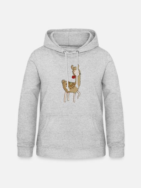 Lama comic Alpaka - Frauen Hoodie - Hellgrau meliert