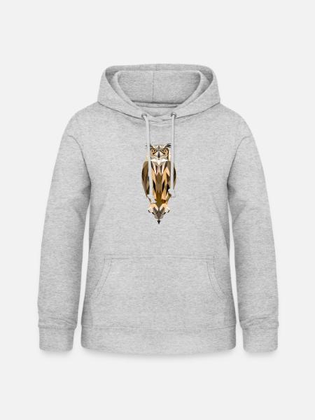 Polygon Eule - Frauen Hoodie - Hellgrau meliert