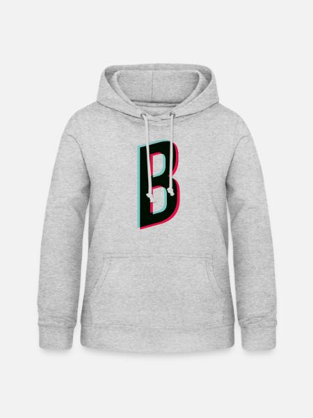 B - Buchstabe - B - Frauen Hoodie - Hellgrau meliert