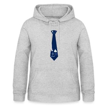 Krawatte mit maritimem Design - Frauen Hoodie - Hellgrau meliert - Vorne - AI Model Female 172 light (172cm)