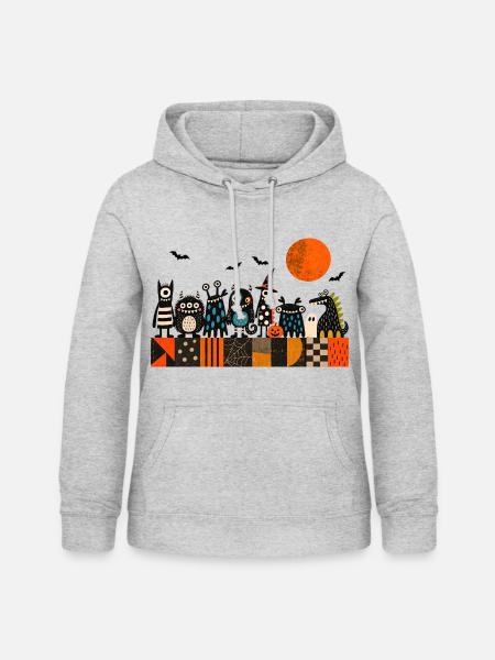 Halloween Monsterparade | Lustige Gruselmonster - Frauen Hoodie - Hellgrau meliert