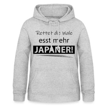 Rettet die Wale, esst mehr Japaner! - Frauen Hoodie - Hellgrau meliert - Vorne - AI Model Female 172 light (172cm)