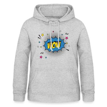 bande dessinée Wow Retro Pop Art Cartoon Gift - Sweat à capuche Femme - gris clair chiné - Devant - AI Model Female 172 light (172cm)