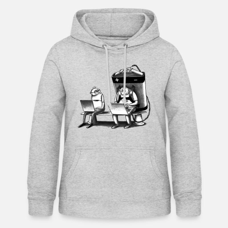 Computer cartoon - Women's Hoodie - light heather grey