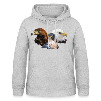 Wanderfalke und Adler - Frauen Hoodie - Hellgrau meliert - Vorne - AI Model Female 172 light (172cm)