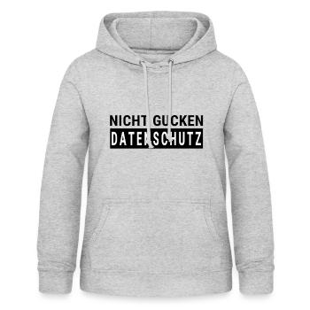 NICHT GUCKEN - DATENSCHUTZ - Frauen Hoodie - Hellgrau meliert - Vorne - AI Model Female 172 light (172cm)