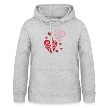 Rotes Herz und rosa Herz - Frauen Hoodie - Hellgrau meliert - Vorne - AI Model Female 172 light (172cm)