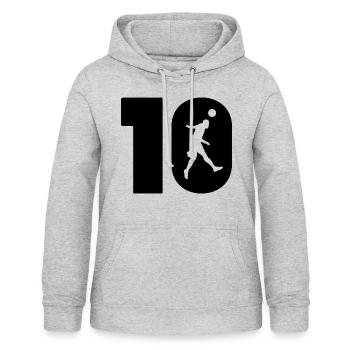Maillot numéro 10 du joueur de football - Sweat à capuche Femme - gris clair chiné - Devant - AI Model Female 172 light (172cm)
