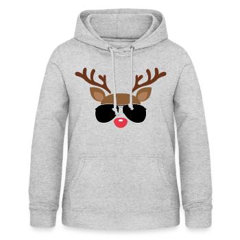 Cool reindeer with sunglasses Rudolph Santa xmas - Women's Hoodie - light heather grey - Front - AI Model Female 172 light (172cm)