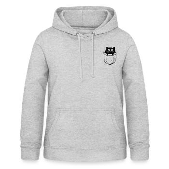 POCHE CHAT NOIR - Sweat à capuche Femme - gris clair chiné - Devant - AI Model Female 172 light (172cm)