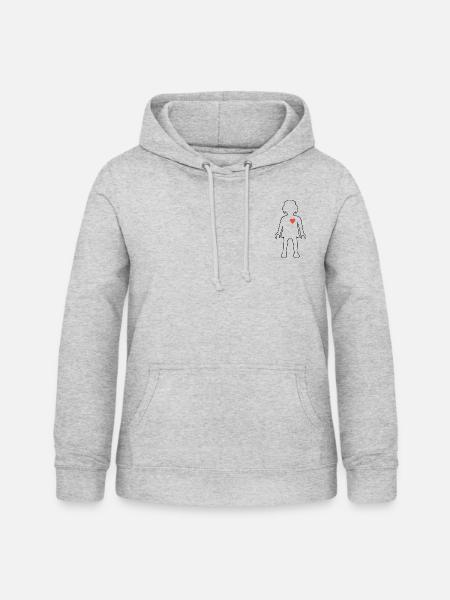 Playmobil Figur Mit Herz - Frauen Hoodie - Hellgrau meliert