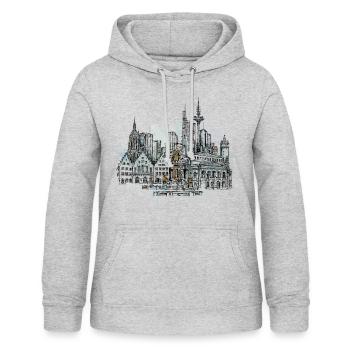 Frankfurt - Frauen Hoodie - Hellgrau meliert - Vorne - AI Model Female 172 light (172cm)
