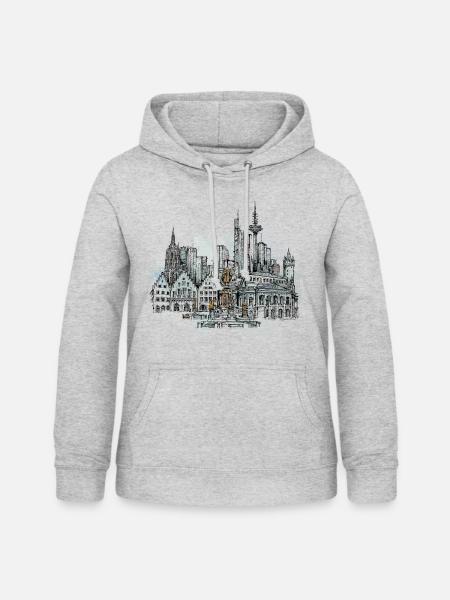 Frankfurt - Frauen Hoodie - Hellgrau meliert