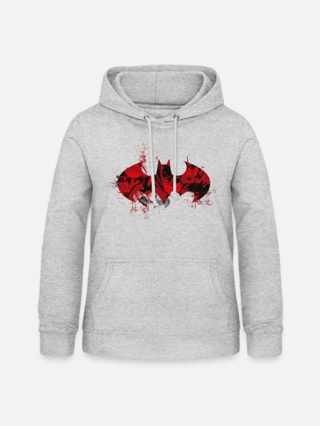 Batman Logo Rot - Frauen Hoodie - Hellgrau meliert