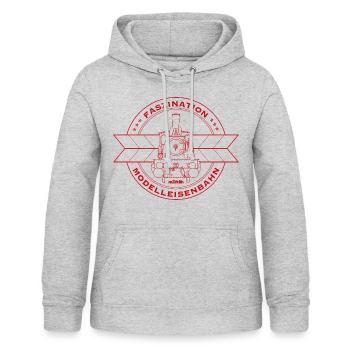 Märklin Faszination Modelleisenbahn Dampflok - Frauen Hoodie - Hellgrau meliert - Vorne - AI Model Female 172 light (172cm)