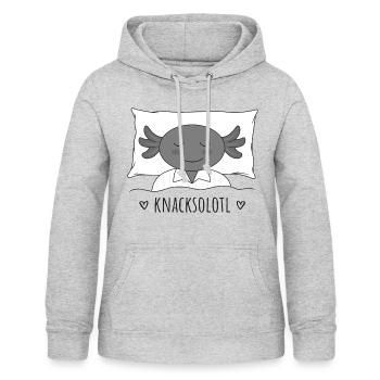 Axolotl Knacksolotl knacken pennen schlafen - Frauen Hoodie - Hellgrau meliert - Vorne - AI Model Female 172 light (172cm)