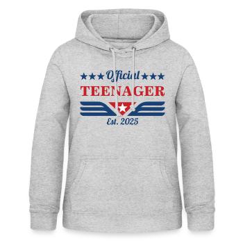 OFFICIAL TEENAGER EST. 2025 - TEENIE JUGENDLICHER - Frauen Hoodie - Hellgrau meliert - Vorne - AI Model Female 172 light (172cm)